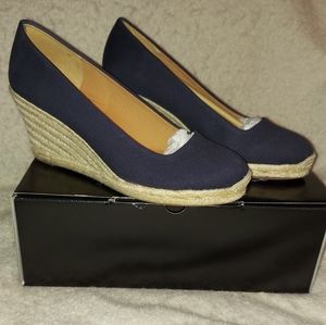 J. Crew Factory Navy Espadrille Wedges 8.5
